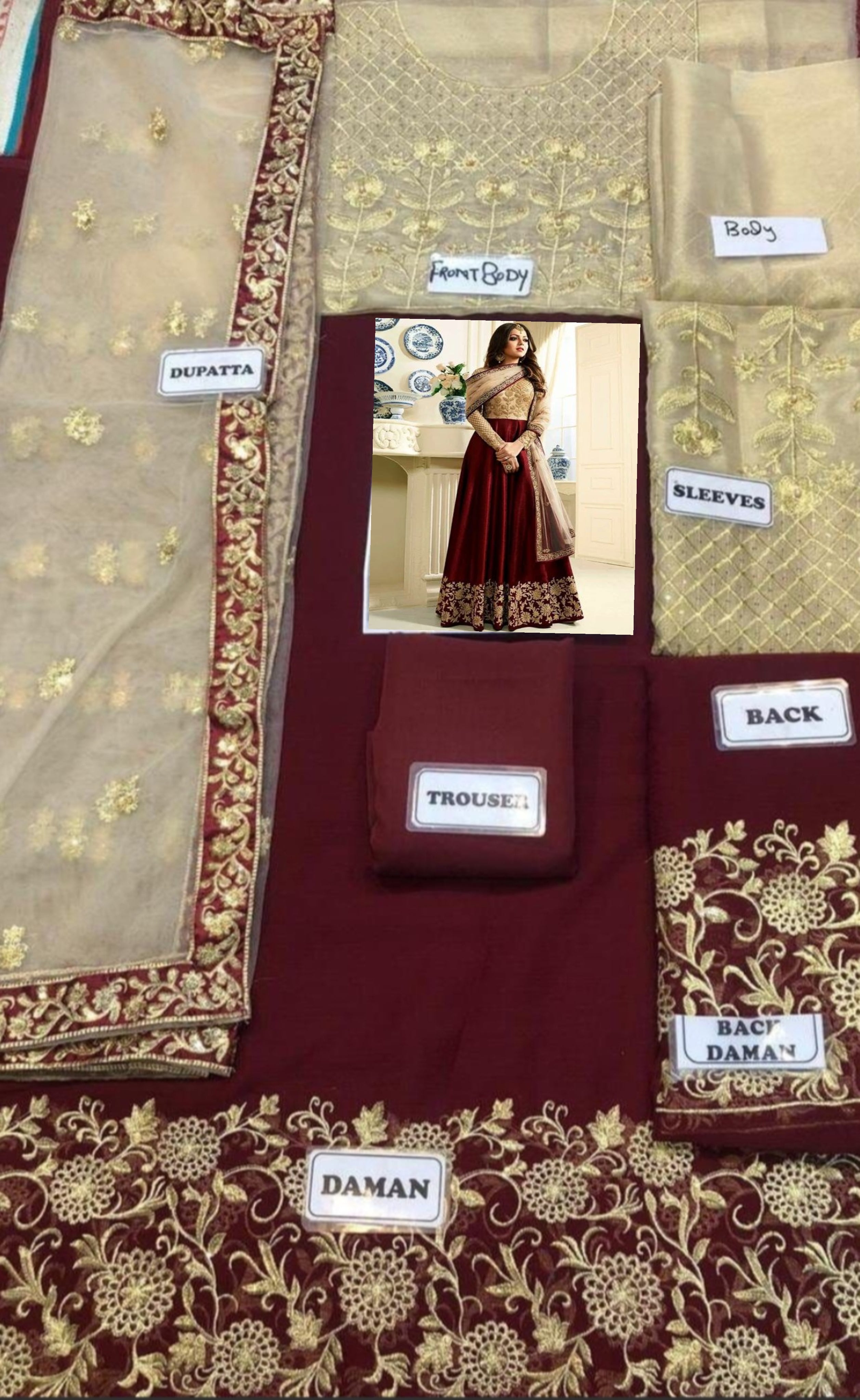 INDIAN MAXI CHIFFON EMBROIDERED UNSTITCHED 3PC