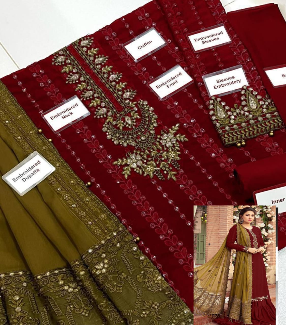 MARIA.B CHIFFON EMBROIDERED UNSTITCHED 3PC