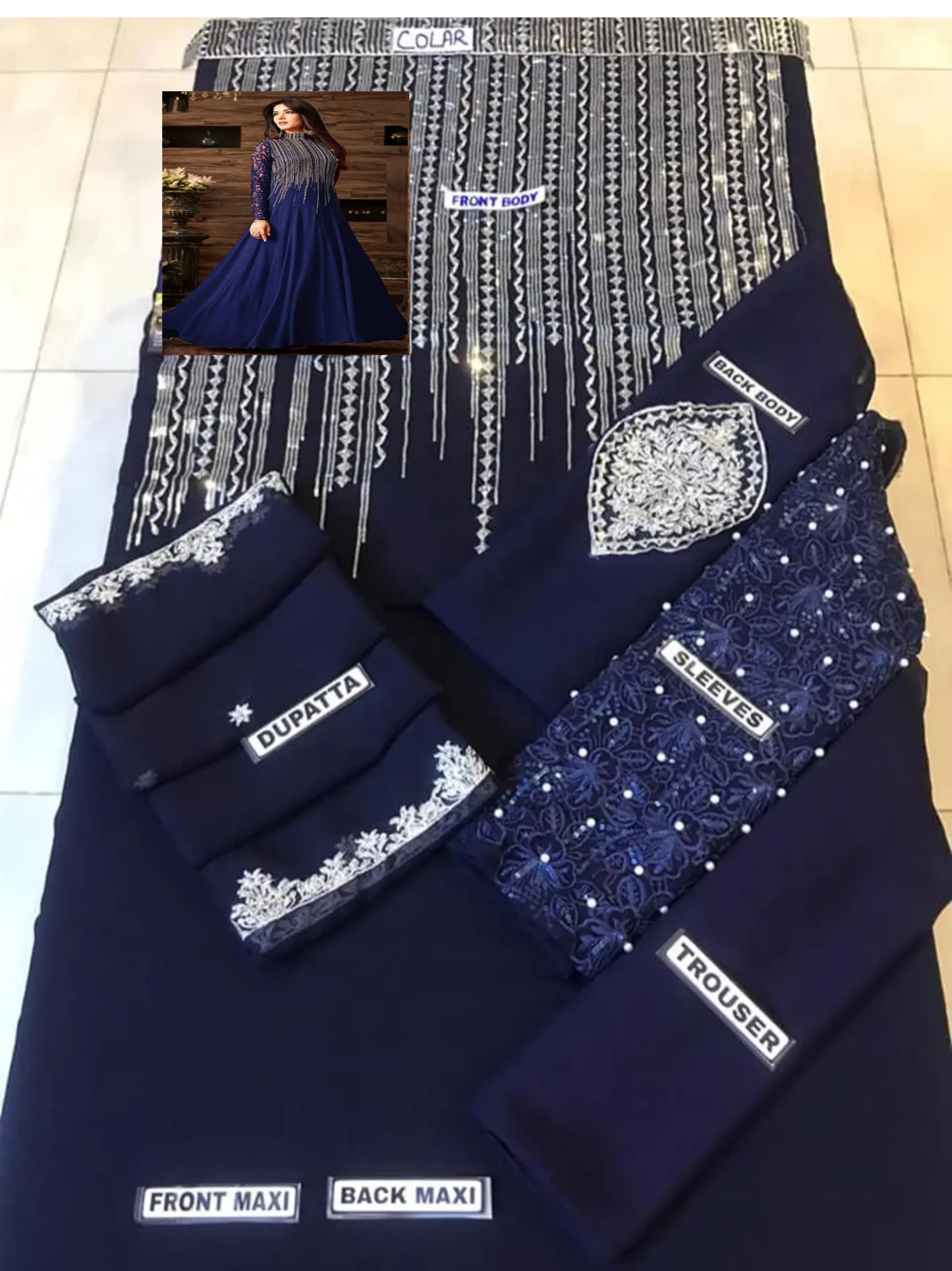 SONAL CHOUHAN INDIAN MAXI CHIFFON EMBROIDERED UNSTICHED 3PC